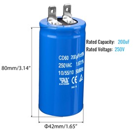ZOWZEA 200uF/MFD CD60 Motor Start Capacitor 250VAC 50/60Hz for Electric Motor Starting