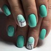 Short Square Press on Nails Green Dandelion Fake Nails with