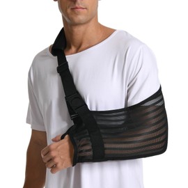 Fotgok Arm Sling for Shoulder Injury with Removable Shoulder Strap, Breathable Mesh Fabric Shoulder Immobilizer for Men and Women, Medical Arm Sling for Showering Beach Use