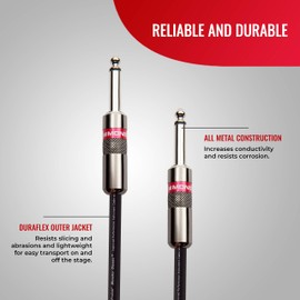 Monster Prolink Classic Instrument Guitar Cable - 6 ft Straight to Straight Instrument Cable. All Metal & Duraflex Outer Jacket. 90% Copper Braided Shield Monster Instrument Cable