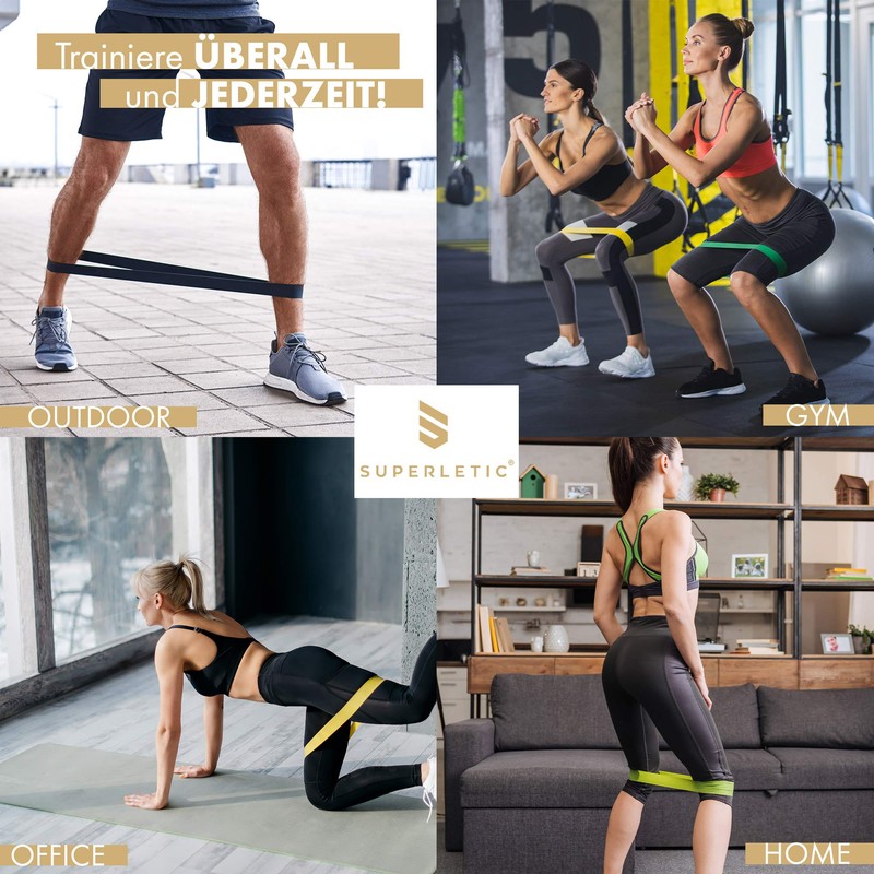 SUPERLETIC Mini Resistance Bands Set of 5 I Fitness Band