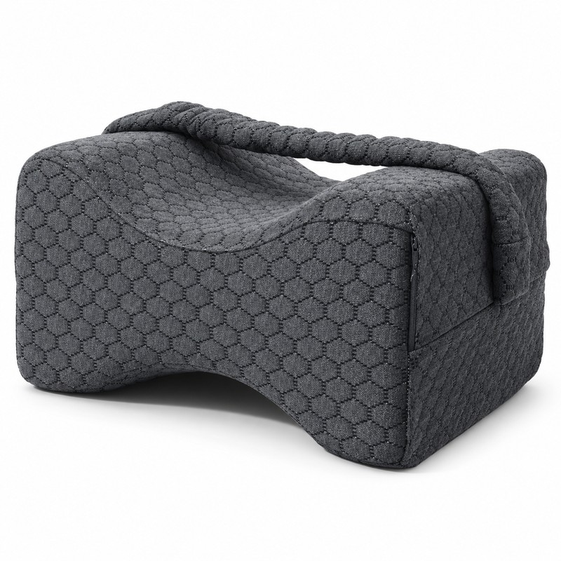 Memory Foam Knee Pillow for Side Sleepers with Dual-Sided Elastic