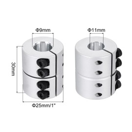 MECCANIXITY Shaft Coupling 9 to 11mm(ID) 30mm(L) Aluminum Alloy Shaft Coupler Connector Rigid Joint Motor Accessories for 3D Printer DIY Robots Model CN