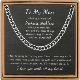 JoycuFF Gifts for Men Silver Diamond Cut Miami Cuban Link Chain Necklace Cool Christmas Thanksgiving Birthday Gift for Him Man Son Dad Friends Best Friend Coworkers