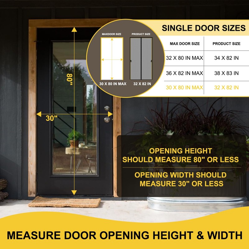 Magnetic Screen Door - Fit for Door Size: 30x80 Inch,