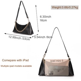 Small Shoulder Bags for Women Vegan Leather Crossbody Purses Ladies Trendy Shoulder Bag with Chain Strap Hobo Purse, Black, Small