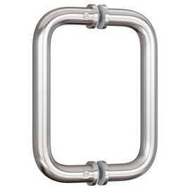 Ranbo Brushed Nickel 6" （CTC） Tubular Back-to-Back Shower Door Handle，3/4" Diameter Pull Handles with Metal Washers, for 1/4"- 1/2" Thick Glass and 1-3/8" - 2-1/6" Thick Wooden or Metal Doors