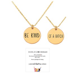LIU JUN Be Kind Of A B Necklaces For Women, To Best Friends Sorority Sisters Inspirational Gold Coin Pendant With Engraved Message Stainless Steel Band Friendship Jewelry Gift (gold)