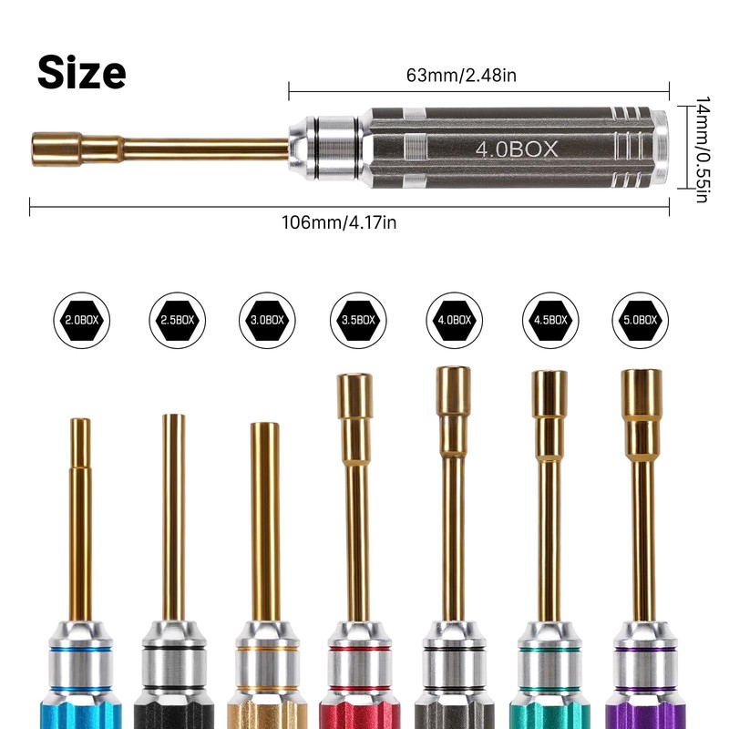 INJORA 7 PCS Colorful Short Handle RC Hex Nut Driver