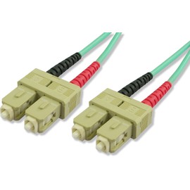 Lynn Electronics SCSC-10GIG-5M SC-SC 50/125-10 Gig Duplex Multi-Mode Fiber Optic Patch Cable, 5-Meter, Aqua