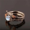 Vintage branch ring, rose gold maple leaf, double ring design,