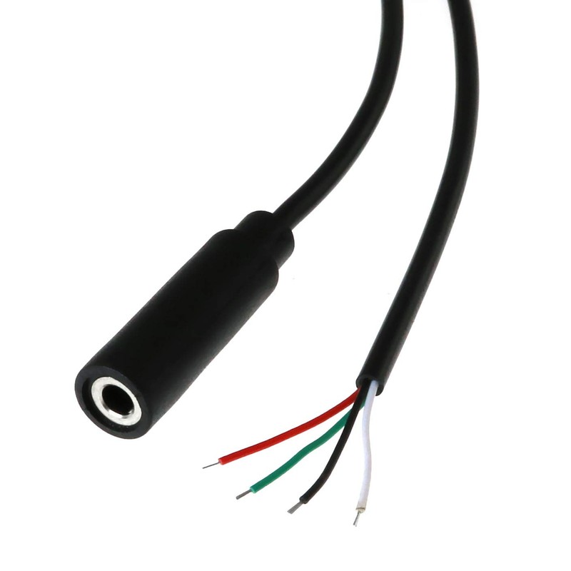 E-outstanding 3.5mm Female Jack to Bare End 2PCS Black TRRS