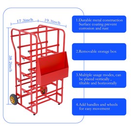 Wire Spool Rack, Wire Cart with Wheels, Wire Spool Holder, Wire Cable Caddy with 11 Rods, Multi-Spool Wire Rack Dispenser with Movable Wiring Storage Box for Electrical Industrial Use