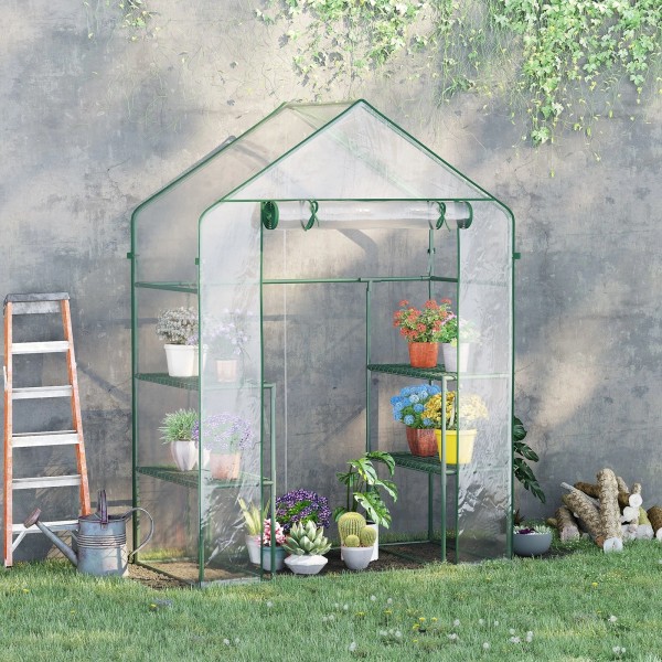 Outsunny Outdoor Walk-In Tunnel Greenhouse with 3-Levels of