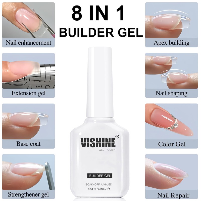 Vishine Builder UV Gel 16ml 8 in 1 Pastel Pink