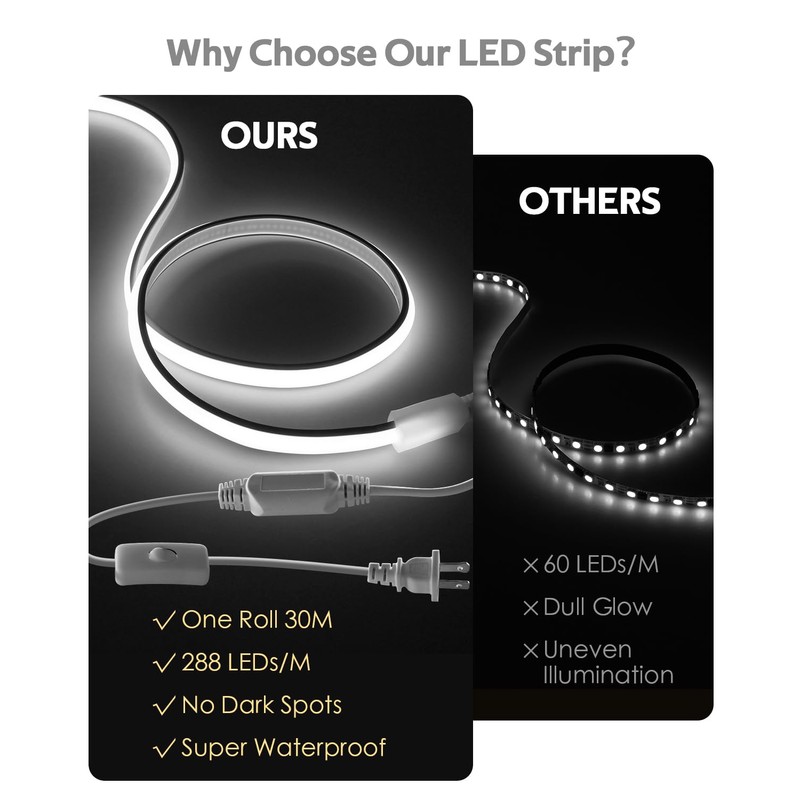 Samsion LED Strip Lights 100FT Plug in with Switch AC