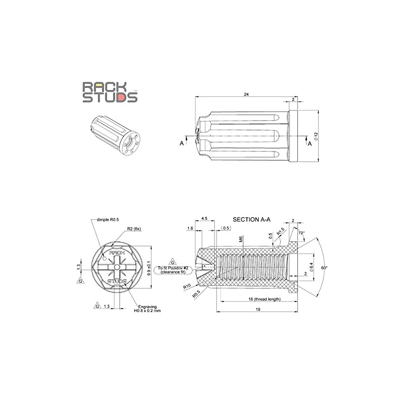 Rackstud M6 Nut 100-pack - Replacement for Traditional Cage Nuts,