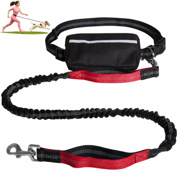 BJDQHKJ Hands-Free Dog Leash with Adjustable Waist Belt, Movable &