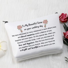VAMSII Sister Wedding Makeup Bag Bride Gift To My Sister On Her Wedding Day Gift Bridal Shower Gift for Sister Wedding Gift To Bride (witnessed bag)