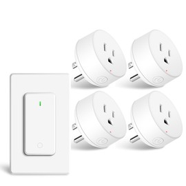 KCMYTONER Remote Control Outlet Plug,1 Remote Switch 4 Outlet Plugs,Wireless On/Off Light Switch Wall Mounted,15A/1500W,TUV List,No Wiring Needed,500ft RF Range,for Lamp,Fans,Household Appliances