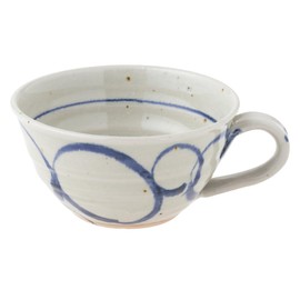 Marui Pottery MR-3-4402 Shigaraki Ware Hechimon Soup Cup, Capacity: Approx. 11.8 fl oz (350 ml), Kuresumaru, Blue