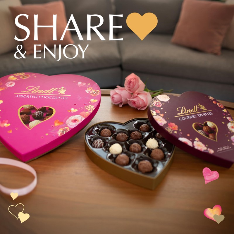 Lindt Valentine's Classic Heart Assorted Gourmet Chocolate Candy Truffles, 8.8