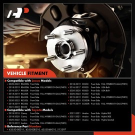 A-Premium 2 x Front Wheel Bearing and Hub Assembly with 5-Lug Compatible with Toyota Camry 18-24, Avalon 19-22, Lexus RX350 16-20, RX350L/RX450hL 18-22, RX450h 16-22, ES300h/ES350 19-23