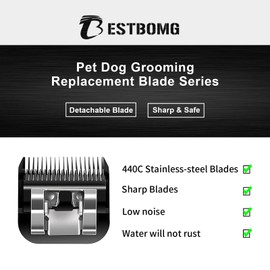 BESTBOMG Ersatzmesser für Hundepflege, kompatibel mit Heiniger / Moser Max45 / Andis / Oster A5 / Wahl 10 km Serie Schermaschine Hunde, Größe 5F 1/4 Zoll (6, 3 mm), Schnittlänge, 2 Einheiten, Schwarz