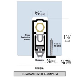 Fire Rated/Light Duty/Mortised/Automatic Door Bottom Seal for Concealed Vertical Rods (7323MA), SMS # 6 x 1/2'' Supplied, (42'' L x 9/16'' W x 1-1/2'' H)