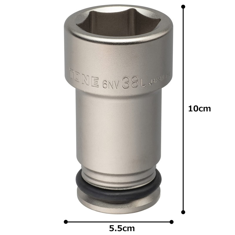 トネ(TONE) インパクト用ロングソケット 6NV-38L 差込角19.0mm(3/4") 二面幅38mm