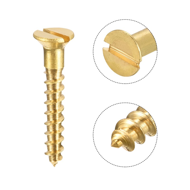 sourcing map Wood Screws M2.5 x 16mm Slotted Flat Head