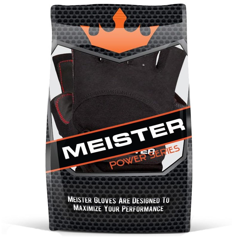 Meister Wrist Wrap Weight Lifting Gloves w/Gel Padding - Black/Red