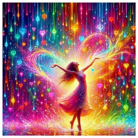 PFFNGPEN Diamond Painting Kits for Adults, 5D DIY Colorful Diamond Art Kits for Beginners, Full Drill Round Diamond Art for Home Wall Decor, Dance Women, 12x12 inch