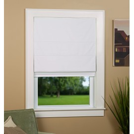 Green Mountain Vista Cotton Blend Fabric Blackout Cordless Roman Shade, Size 23" W x 63" L - Color: White - Room Darkening Roman Shade for Windows - Thermal Backed Insulated Roman Shade