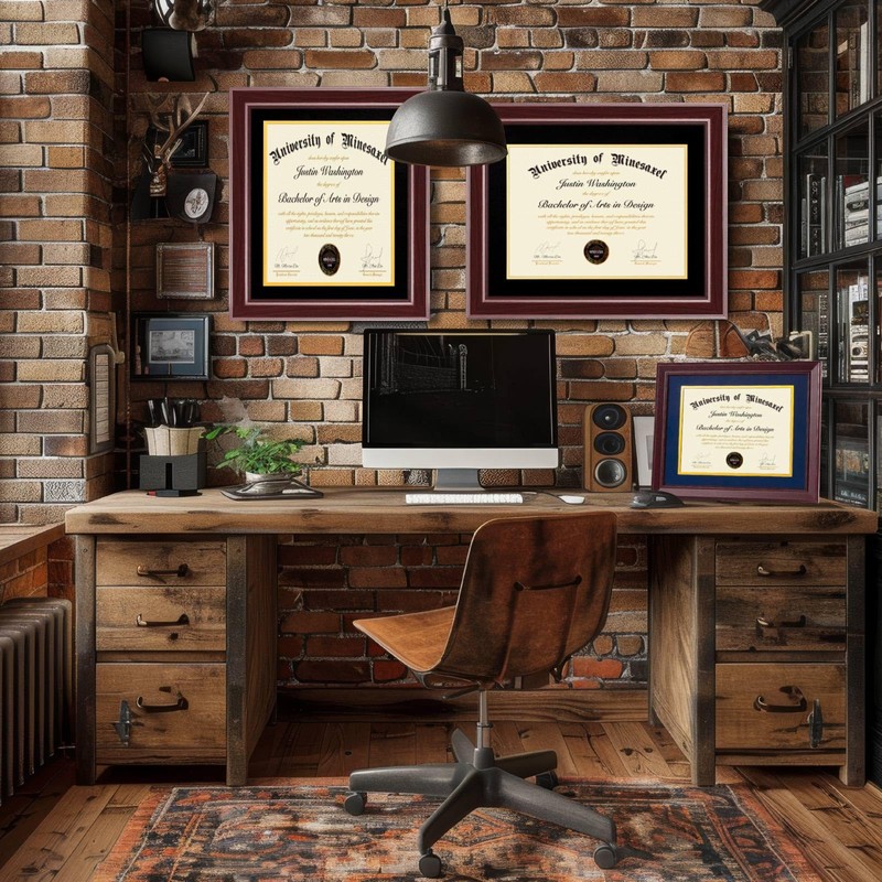 Minesaxel 14x17 Diploma Frames 11x14 with Black Mat - Cherry