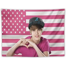 Justin American Stars Tapestry Stars Bieber Flag Tapestry Suitable for College Dormitory Bedroom Living Room Office Party Decoration Gift - Color: 40x30IN (102x76cm)