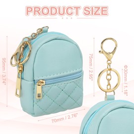 PATIKIL Mini Backpack Cute Cosmetic Bag for Women, PU Leather Creative Pendant Keychain Coin Purse for Makeup Key Card Data Cable Organizer, Blue