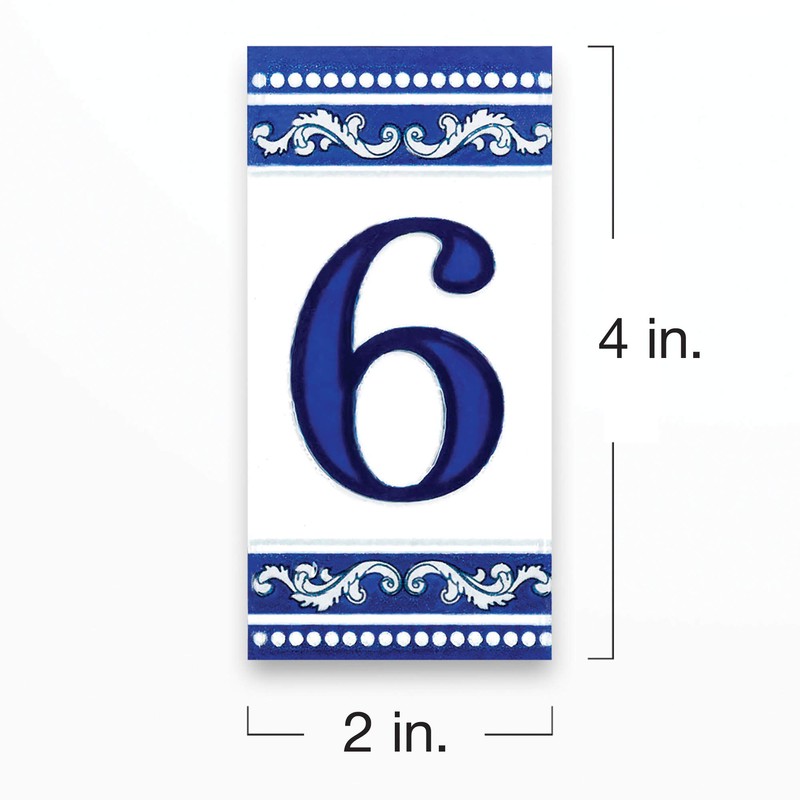 Kantu 2113017 Castilla Ceramic Tile Address Number 6, 2 in.
