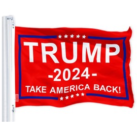 USA American Flag & Trump 2024 "Take America Back" Red Flag 3x5FT Combo Printed 150D Polyester By G128