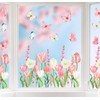 JarThenaAMCS Spring Tulip Window Clings Floral Butterfly Window Stickers Pink