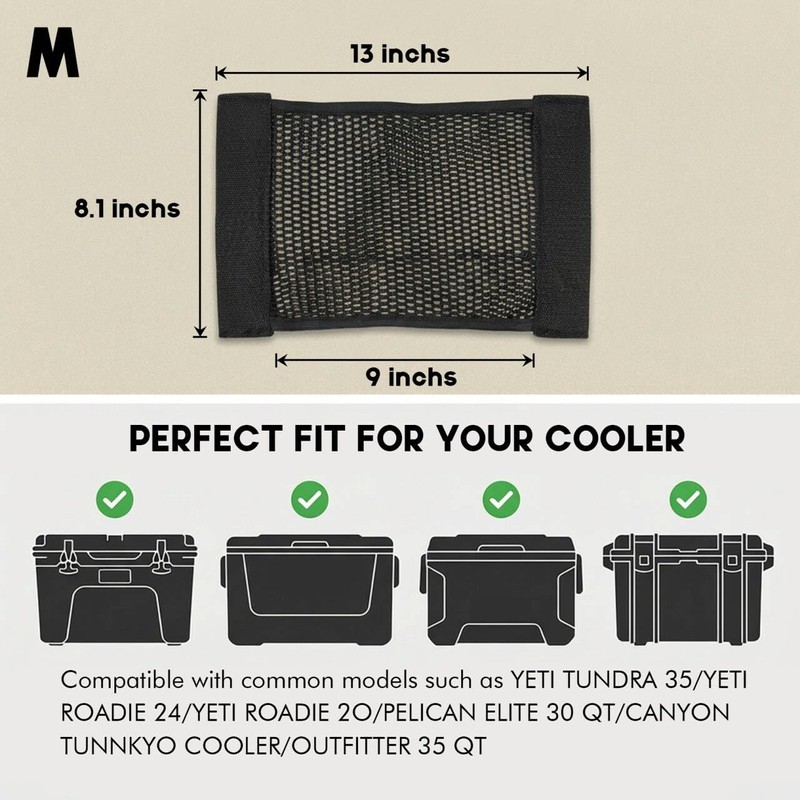 Dry Storage Cooler Lid Net Organizer Fits YETI, Igloo &