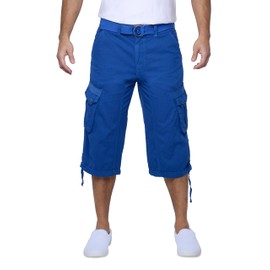 X RAY Men's Belted Long Cargo Shorts for Men, Below Knee Length Mens Cargo Shorts, 3/4 Pants (Big and Tall Shorts for Men) Royal Blue 52