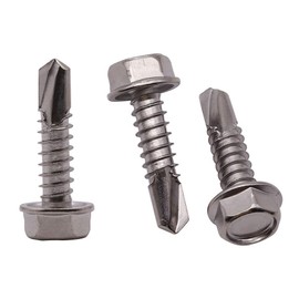 #8 x 5/8" (100 Pack) Hex Washer Head Self Drilling Screws (1/2" to 2" Available), Hex Drive, Flange Hex Self Tapping Screws, 410 Stainless Steel Sheet Metal Screws, No Pre-drilled Needs