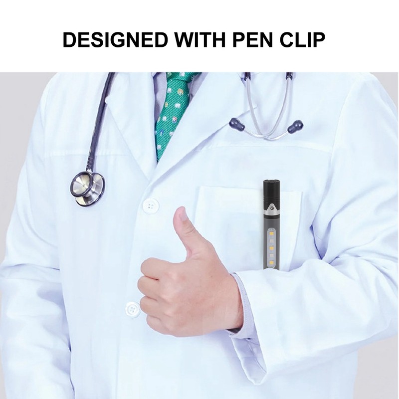 Pen Flashlight USB Charge 3 Light Sources LED Chip Clip