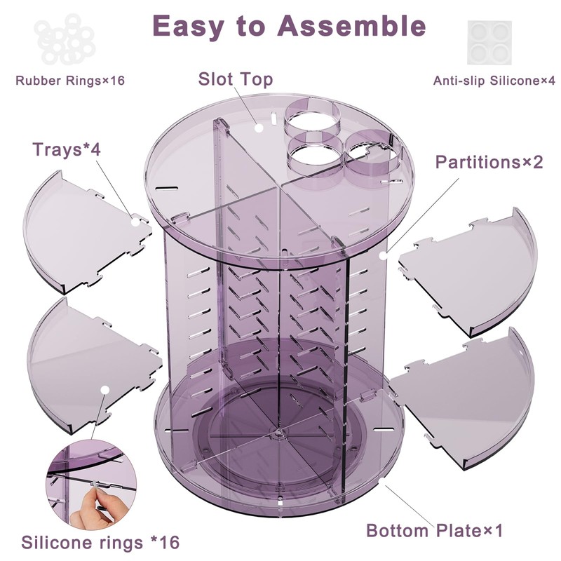 Rotating Makeup Organizer for Vanity, DIY Adjustable Tray Spinning Skincare