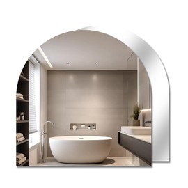 ROYUEXT Arched Mirror Wall Mounted 12 x 12 Inch, 2PCS Arched Bathroom Mirror Self Adhesive Frameless Glass Wall Mirrors with Polished Edgefor Decor Living Room Entrance Bedroom