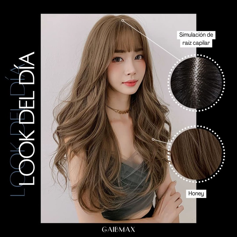 GAIBMAX - Pelucas para mujer cabello aspecto natural, peluca de