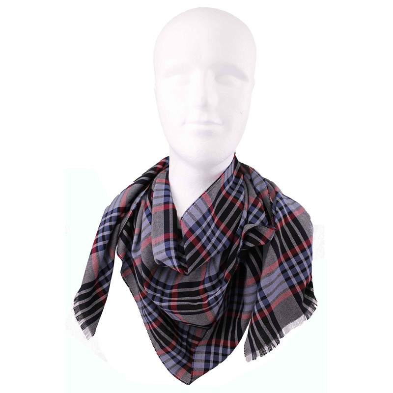 Rotfuchs Men's Cotton Scarf Checked Black Blue Red Summer Scarf,
