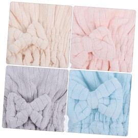 Vaguelly Coral Fleece Hair Drying Cap 4PCS Set Super Absorbent Fast Dry Hair Wraps for Women Thick Soft Towel at Home or Travel