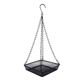 Unlorspy Hanging Bird Feeder Tray 6.7 Inch Square Metal Mesh Seed Holder, Durable Metal Mesh Feeders with Chains for Attracting Various Species of Wild Birds